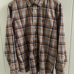johnnie-O Brown and Blue Plaid Button-Down Shirt